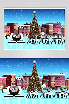 英伦风唯美圣诞节插画