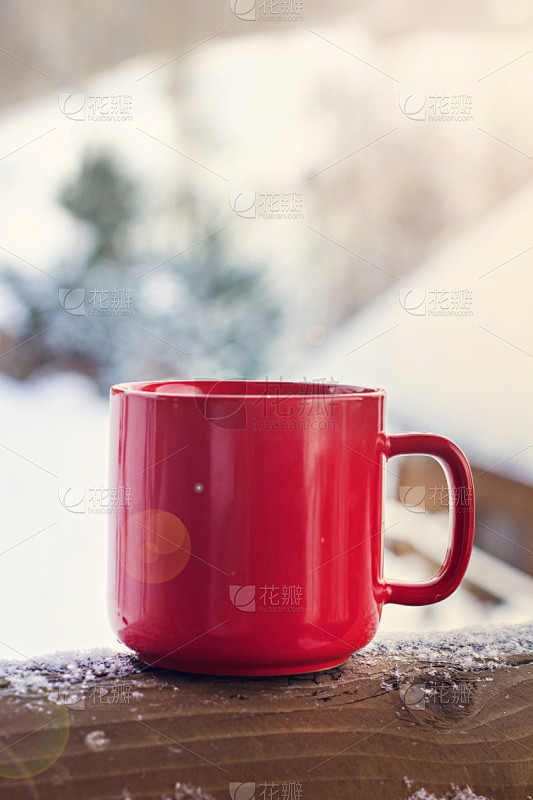 茶,杯,咖啡,冬天,地形,背景,饮料,寒...