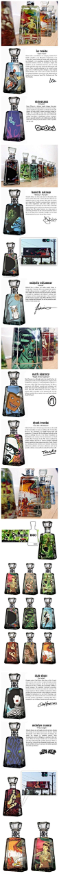 龙舌兰酒公司邀请世界9位顶尖艺术家为其设计了限量版的酒瓶包装 #采集大赛#