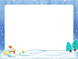 冬季雪人与松树边框卡通边框PNG素材冬天边框