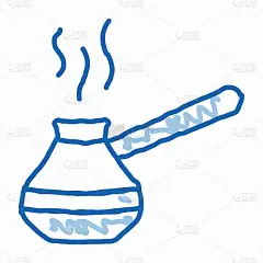 煮咖啡的壶，涂鸦图标手绘插图