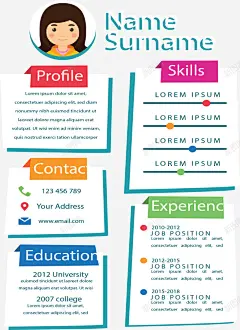 卡通折纸个人简历矢量图 页面网页 平面电商 创意素材