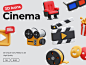 Cinema 3D Icons 影院观影电影拍摄设备主题元素3D插图icon设计素材png免抠图片_UIGUI