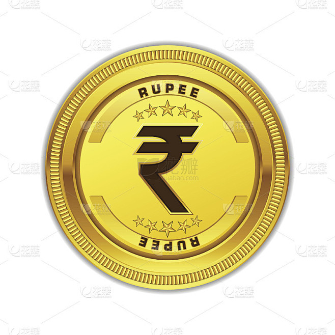 印度卢比货币符号金币矢量图标