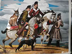 这是我心目中唐人形象，健儿肥马，幞头翻领，细犬猞猁，马标狞猫，唐刀箭壶，灞桥馿背，好一个赫赫大唐，风流千古。@徐松波art 
今宵杯中映着明月，男耕女织丝路繁忙，今宵杯中映着明月，物华天宝人杰地灵，今宵杯中映着明月，纸香墨飞词赋满江，今宵杯中映着明月，豪杰英气大千锦亮。
今宵杯中映不出 ​​​​...展开全文c