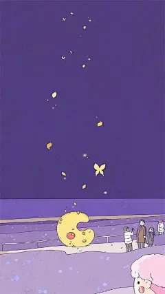 紫色二次元卡通场景高清手机壁纸