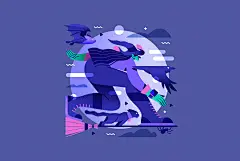 animal beast Character design  flat design Flying ILLUSTRATION  mosquito simple design tiger vector
