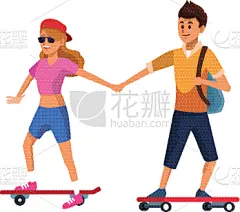 青年伴侣,动画片,白色人种,成年的,家庭,男人,女人,女孩,白色,黑色