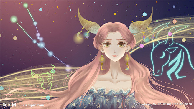 十二星座之金牛座唯美梦幻插画