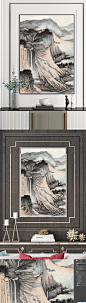 意境山水悬崖艺术画-众图网