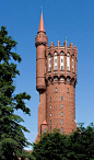 The old water tower in Landskrona, Sweden | by Werner Nienstedt Unique Buildings, Interesting Buildings, Amazing Buildings, Tower Of Power, Small Castles, Tower Building, Tower House, Fantasy Castle, Walled City