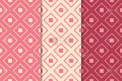 樱桃红几何图案。无缝模式集