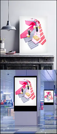 领带与购物美女图片