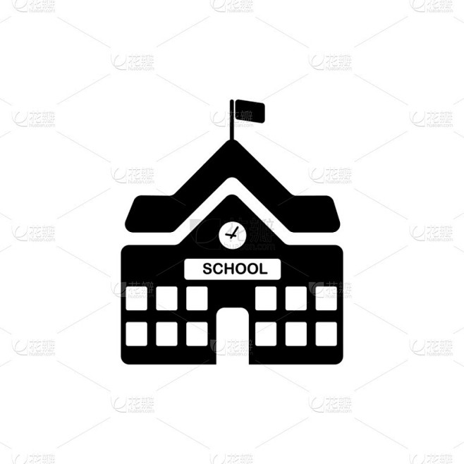 学校建筑图标。矢量图