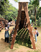 NUDES fabricates the 'bookworm' pavilion to foster a love of reading in india designboom