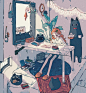 插画 | 线条简单明朗，画面干净明亮的少女插画~