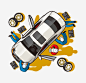 修理汽车_新图网 https://ixintu.com 卡通汽车 修汽车 修车 工作人员 车轮子