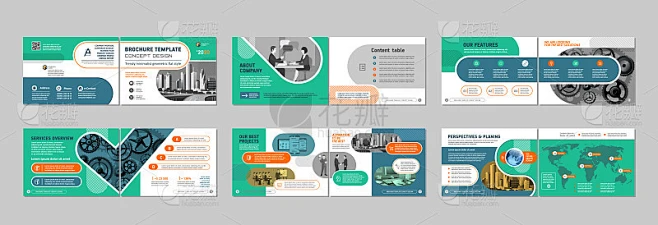 小册子创意设计。多用途模板与封面，背面和内页。素材-花瓣网
