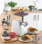 KENWOOD | Meat Grinder : The Kenwood MG364 meat grinder features an on/off switch for safety, plus a reverse switch to help make cleaning easier. The durable solid metal feed tube, scroll and cutter provide heavy-duty mincing and the handy attachment stor