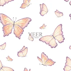 蝴蝶精致的无缝图案。水彩飞虫。春夏手绘插画。热带野生动物。绘制无尽的模板墙纸，剪贴簿，包装，纺织品。图片-商业图片-正版原创图片下载购买-Veer图库