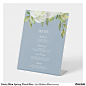 Dusty Blue Spring Floral Peony Wedding Menu Pedestal Sign | Zazzle.com