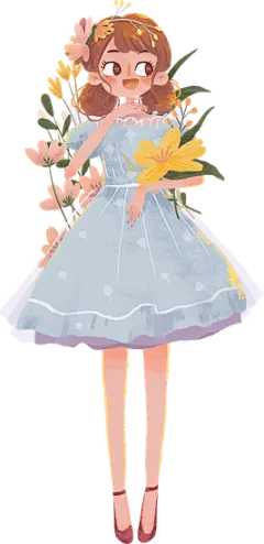 唯美漂亮女性插画-花花女孩