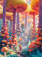 hellscreamy1669_3D_cartoon_style_fantasy_forest_with_mushrooms__d7b28575-3bb6-435a-b334-1feca793f83f