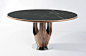 SIAM DINING TABLE A stunning dining table in Italian seasoned solid walnut, table top insert in nero marquina marble, top insert can be in other marbles or others RC materials.