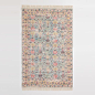 Yellow and Aqua Floral Print Jute Blend Shashi Area Rug: Multi - 5' x 8' by World Market