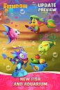 May be a cartoon of text that says FISHDOM UPDATE PREVIEW NEW FISH AND