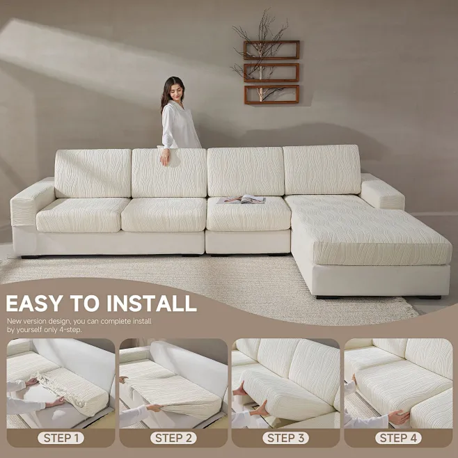 Amazon.com: QIANMEW Couch Cushion Covers, Super Stretch Washable Sofa ...