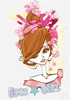 卡通时尚女孩高清素材 化妆品 口红 女孩 时尚 美女 购物 高跟鞋 元素 免抠png 设计图片 免费下载 页面网页 平面电商 创意素材