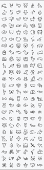 Animals icon set, 150 items : Fully scalable stroke icons, stroke weight 3.5 pt. Useful for mobile apps, print and Web.