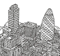 卡通线稿手绘城市建筑道路房子插画广州巴黎自由女神矢量eps素材-淘宝网