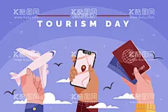 旅行海报  - 源文件下载【酷图网】旅行海报,旅行插画,旅行元素,出国游,飞机,智能手机