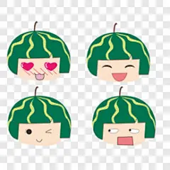 西瓜头卡通表情包装饰图案PNG图片 来自PNG搜索网 pngss.com 免费免扣png素材下载！