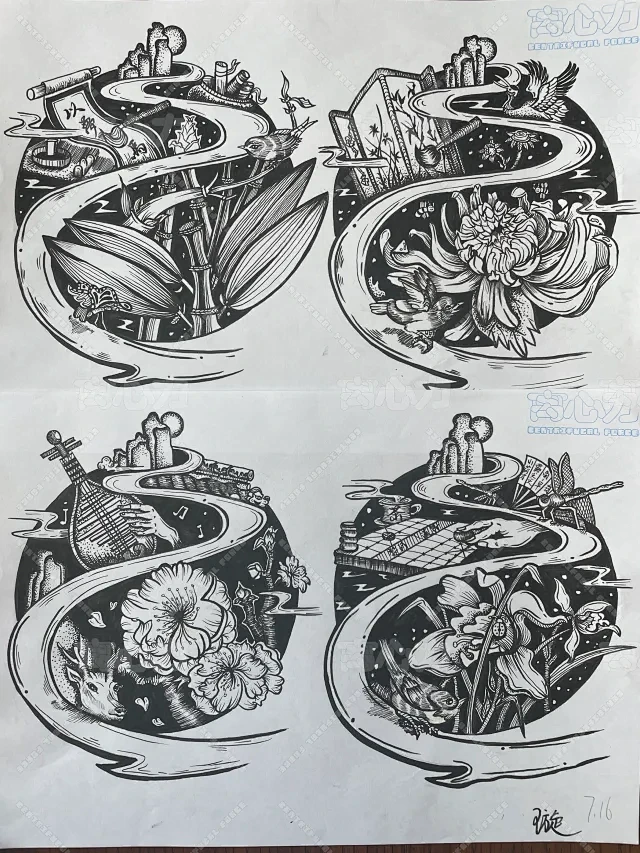 党建类黑白装饰画 - 小红书搜索-花瓣网