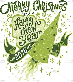 贺卡,2016,新年前夕,夜晚,雪,绘画插图,圣诞老人,香槟,花卉花环