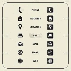 一套web图标为名片，金融和通信。用于设计的多用途符号。矢量图