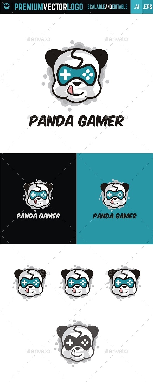 熊猫玩家——动物标志模板Panda Ga...