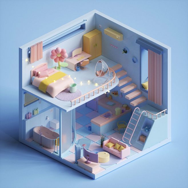 近期C4D零基础课程小房间案例优秀作业-C4D蜂巢计划 (32)