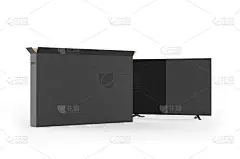 LED电视与重型纸箱包装的品牌，3d插图。