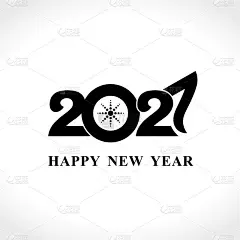 2021年新年快乐标志文字设计。平面矢量模板2021与愿望。宣传册设计模板，卡片，海报，横幅。浅色背