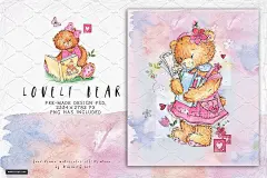 手绘彩色可爱泰迪熊设计素材SO LOVELY BEARS 1 MOUSE :) 设计模板 