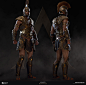 Achilles Armor, Nathaniel LaMartina : One of the first sets I completed upon joining the character squad.  Based on input from the original concept, I worked in patterns and motifs that borrowed from simple Greek horse sculptures and paintings.
