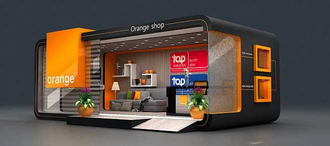 orange booth-花瓣网