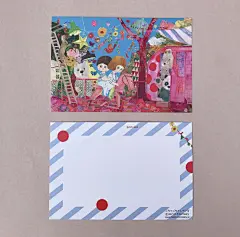 【予】日本作者molintika原创可爱童话风女孩小熊绘本插画明信片-淘宝网