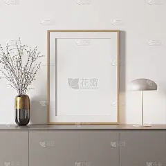 3d现代模型与框架上的灰色餐具柜