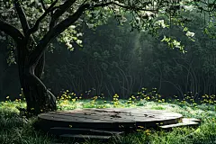 小清新自然景观电商展示背景