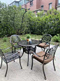 户外铸铝桌椅组合室外庭院家具欧式铁艺休闲花园阳台桌椅三五件套